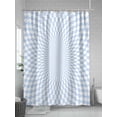 thumbnail image 5 of Fsddascl Blue White Plaid Shower Curtain Set - Standard 72" x 72" Washable Bathtub Curtain with 12 Hooks, Modern Minimalist Geometric Checked Waterproof Fabric Stall Shower Curtains for Bathroom, 5 of 6