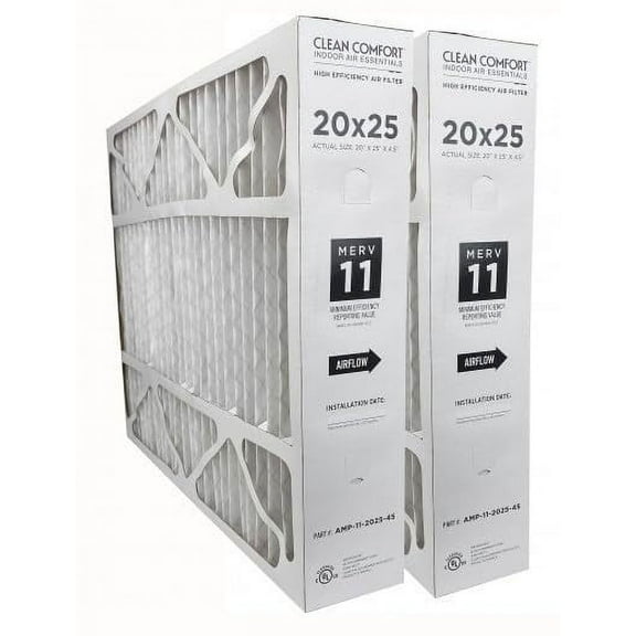 Clean Comfort AMP-11-2025-45 (2-Pack) - 20" x 25" x 4.5" Media Air Filter, MERV 11