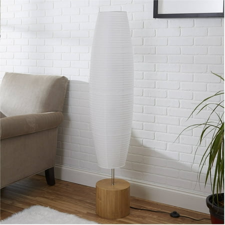 Mainstays Rice Paper Shade Floor Lamp, Bamboo Finish