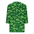 thumbnail image 2 of TaTaai Women St. Patrick's Day Fashion Print V-Neck 3/4 Sleeve T-Shirt Loose Casual Top Ladies Spring Holiday Street Wear Lightweight Breathable Non-See-Through No Fading Soft Top Gift, 2 of 5