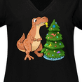thumbnail image 4 of Inktastic Tyrannosaurus Rex Decorating Christmas Tree Women's Plus Size V-Neck T-Shirt, 4 of 5