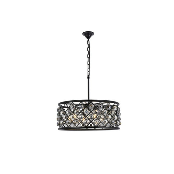 1214 Madison Collection Pendant Lamp D:25in H:10.5in Lt:6 Mocha Brown Finish Royal Cut Silver Shade (Grey)