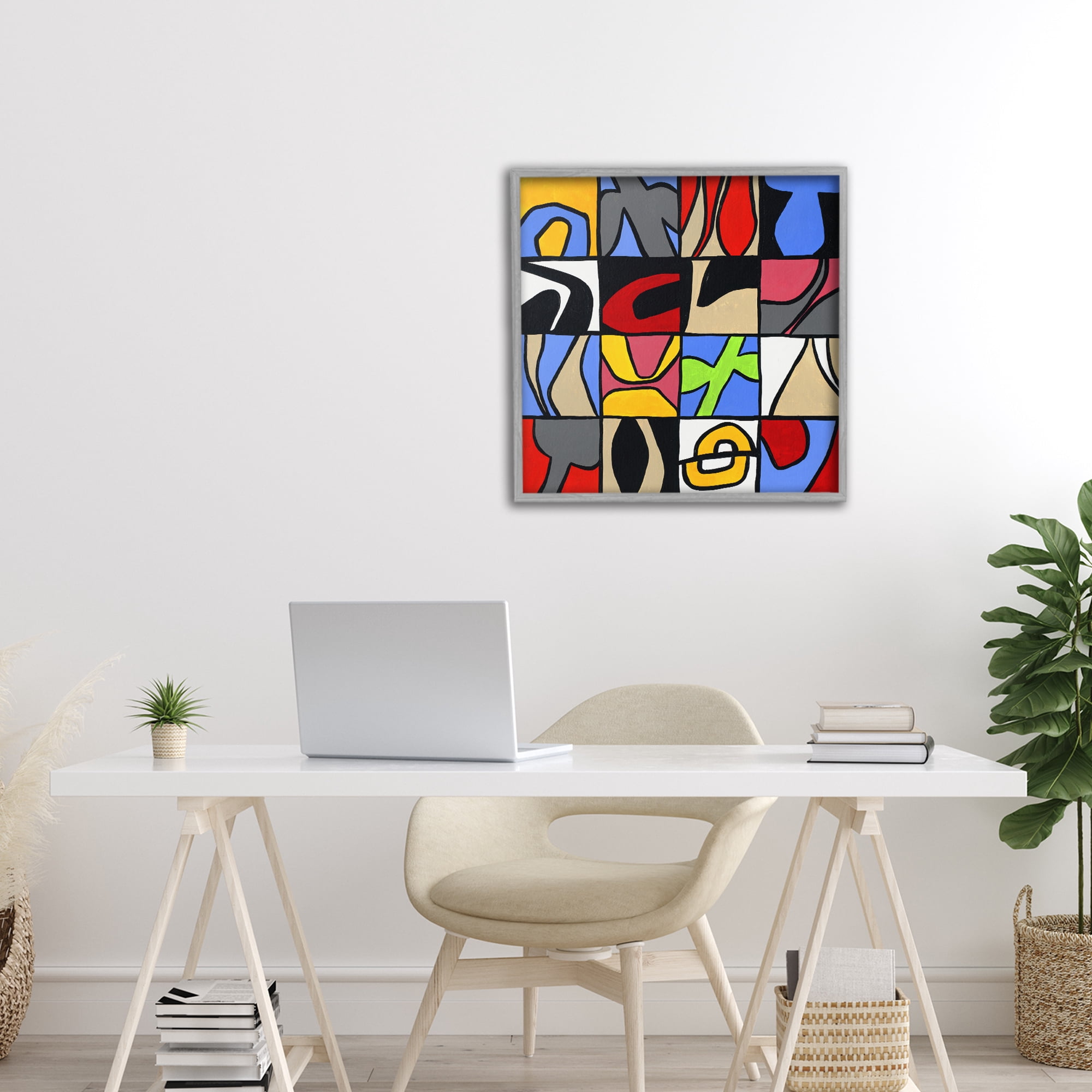 Stupell Industries Alternating Contrast Shapes Abstraction Gray Framed Giclee Art, design by Ruth Fromstein