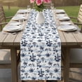 thumbnail image 4 of Blue Tropical Plant Table Runner 72 Inches, Summer Coconut Trees Coastal Nautical Bed Runner Dresser Scarves Tabletop for Indoor Outdoor Parties/Ceremony/Banquet, 16" x 72", 4 of 9