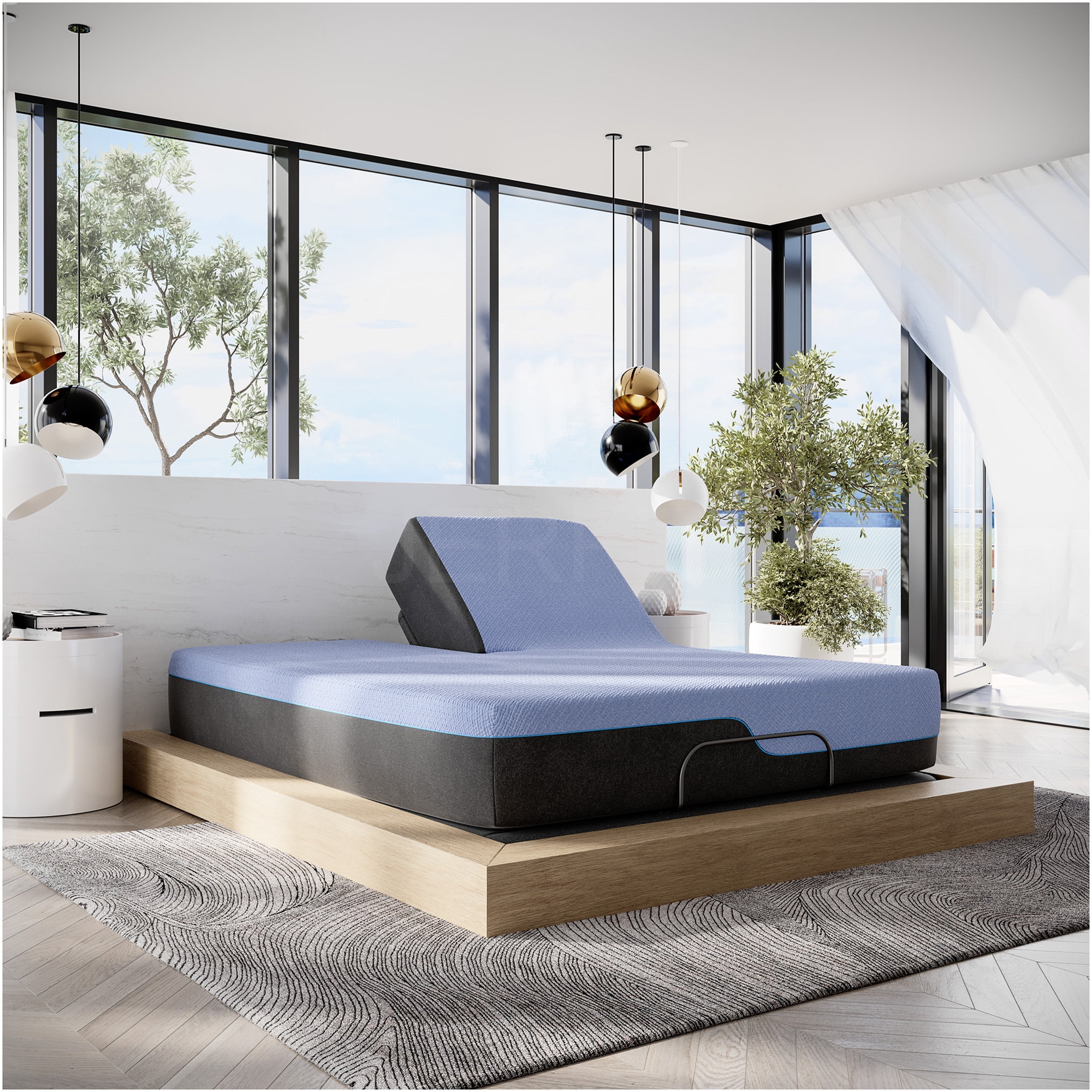 JERFIT King Size 12 Inch Hybrid Mattress, Blue Ice Cooling Cover, Individually Wrapped Coils, Medium Plush Feel for Side Sleepers, Motion Isolation, CertiPUR-US Foam