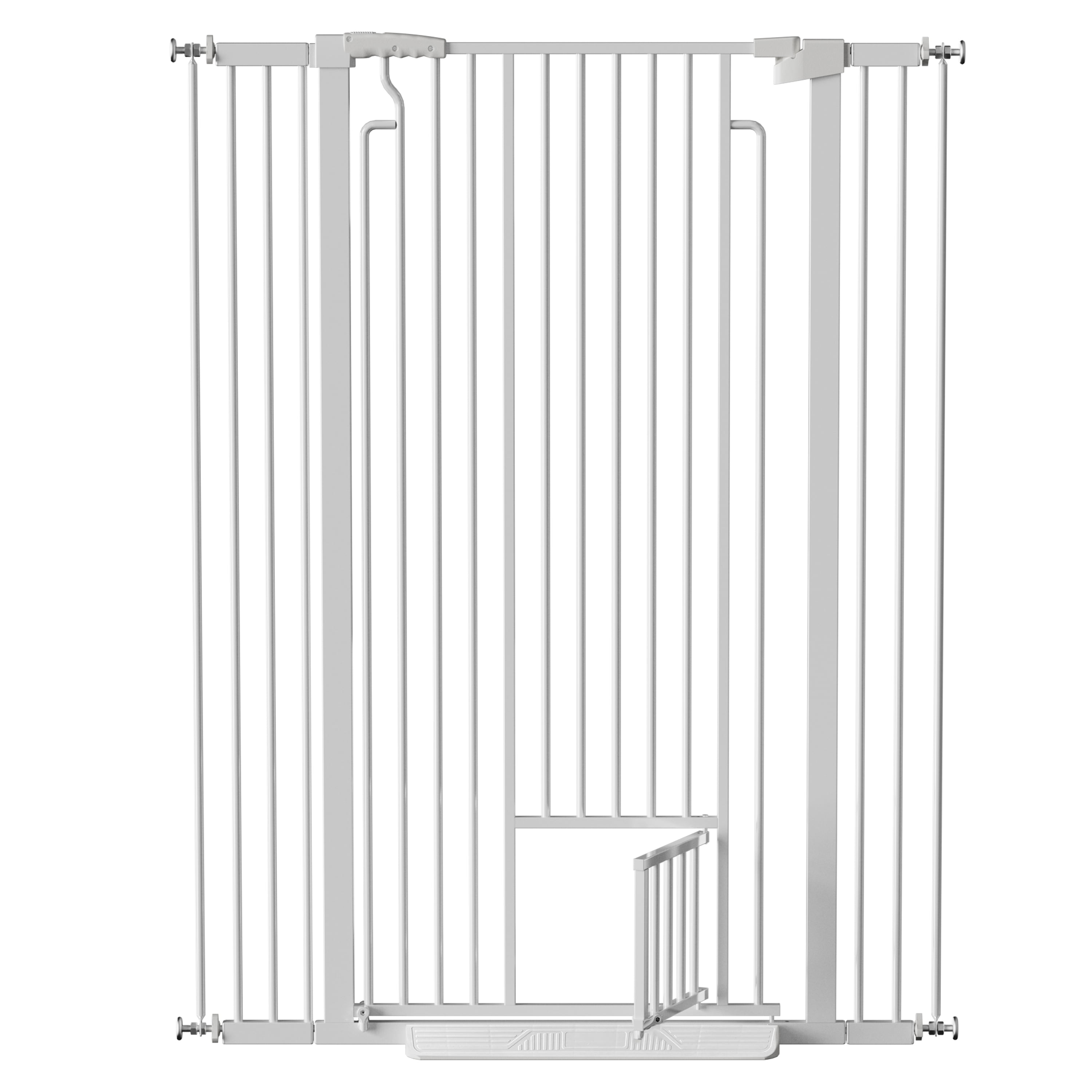 YIYADO 53.15" Extra Tall Cat Gate, 29.53"-40.16" Adjustable Pressure Mounted Pet Gate with Small Cat Door, Auto-Close Safety Gate for Cats & Dogs, White