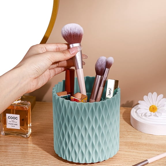 Makeup Brush Holder - 360° Rotating Multi-Functional Pen Holder for Desk,Multi-Purpose Makeup Brush Holder for Lipsticks, Stationary, Comb, Beauty Tool in Vanity (Blue)