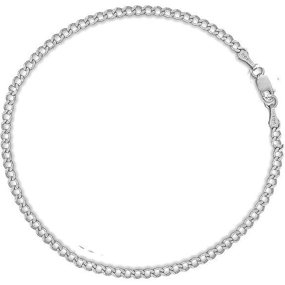 Ritastephens 925 sterling silver curb chain anklet bracelet 11 inch 3mm – genuine italian made – lobster clasp – gift box included
