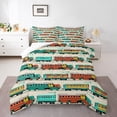 thumbnail image 1 of Erosebridal Cartoon Train Bedding Sets Full with Comforter, Colorful Steam Engine Duvet Insert, Transportation Theme Room Decor, Reversible 3-Piece, 1 of 8