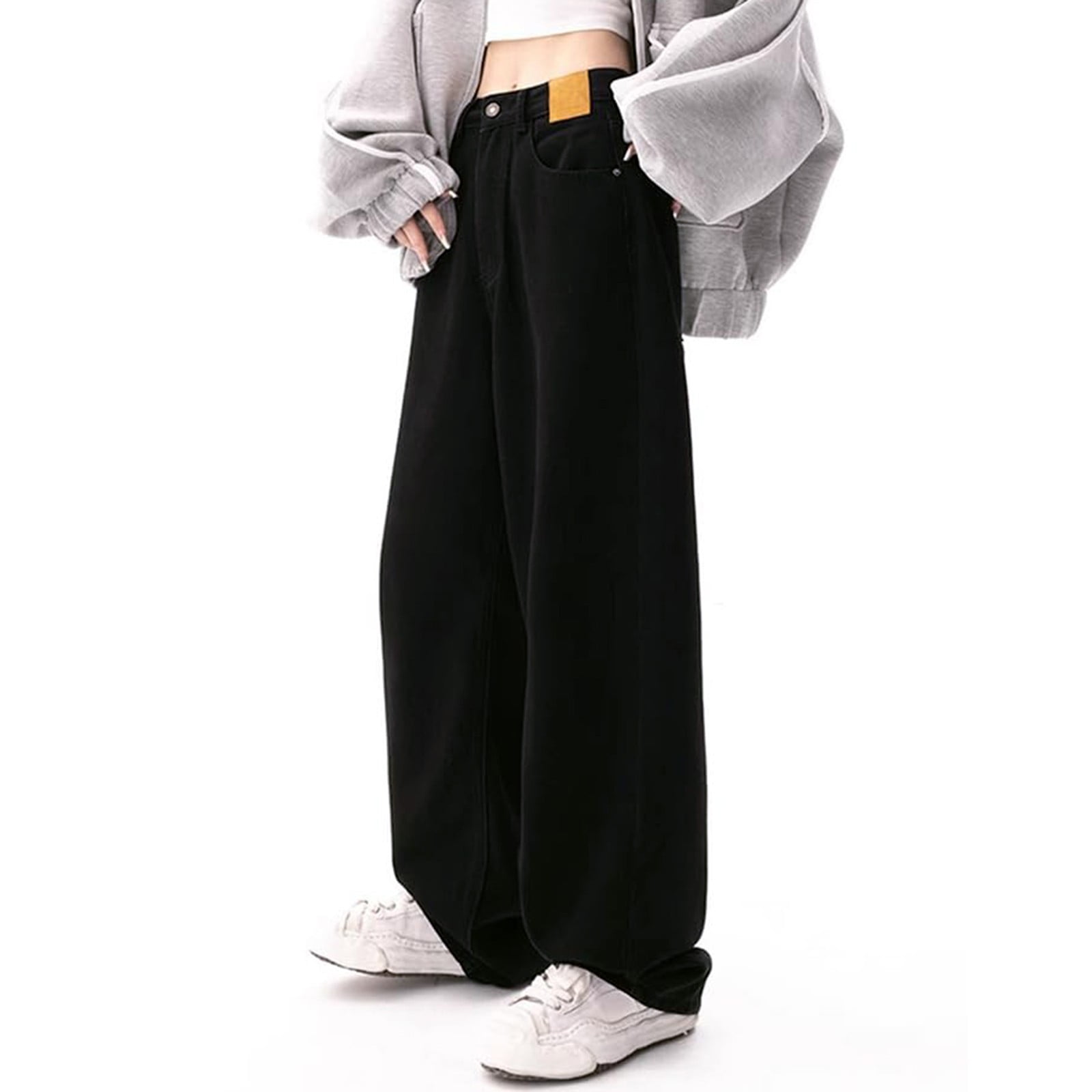 ★ ★ Women's 90s loose fit black denim 47B923G 8 OJSFQUFP womans jeans Black Women Baggy Jeans with High