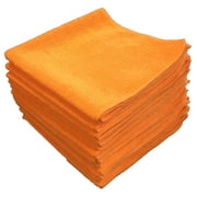 Microfiber Towels 16" x 16" Orange(Qty. 12) - Ultra Absorbent, Scratch & Lint Free(300GSM)