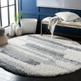 thumbnail image 2 of SAFAVIEH Fontana Shag Darius Abstract Plush Area Rug, Grey/Ivory, 4' x 4' Round, 2 of 8