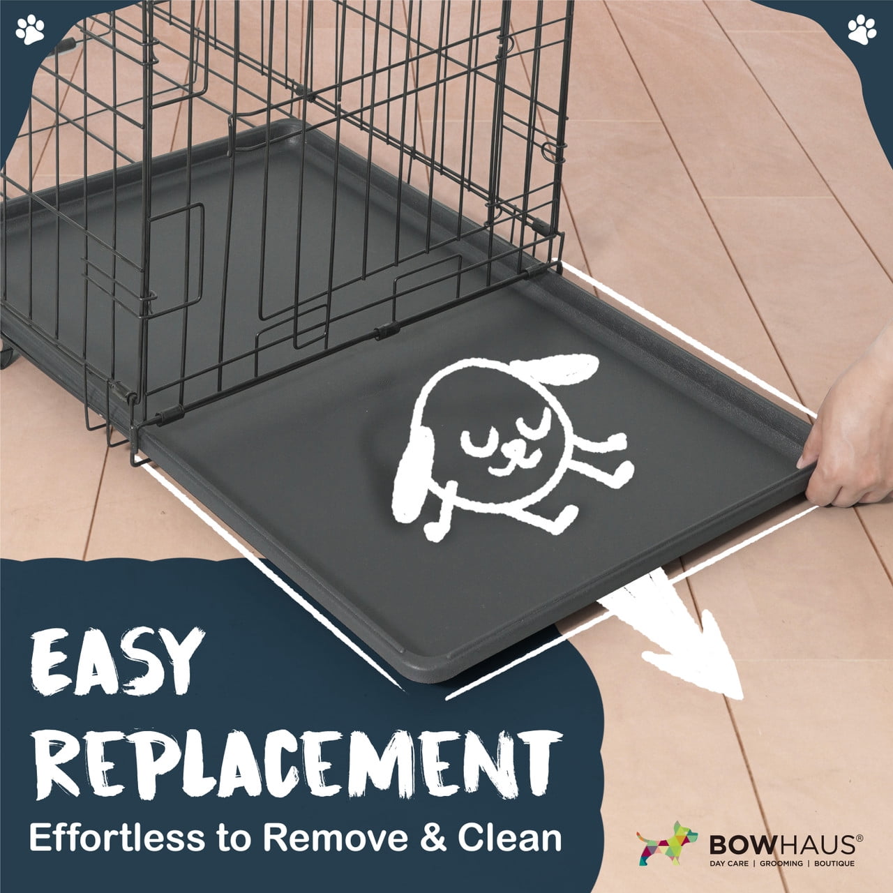 CAPHAUS 22.7" Replacement Tray for 24” Dog Crate, Durable, Multi-Purpose Plastic Bottom Pan for Pet Kennels, Easy to Clean & Install