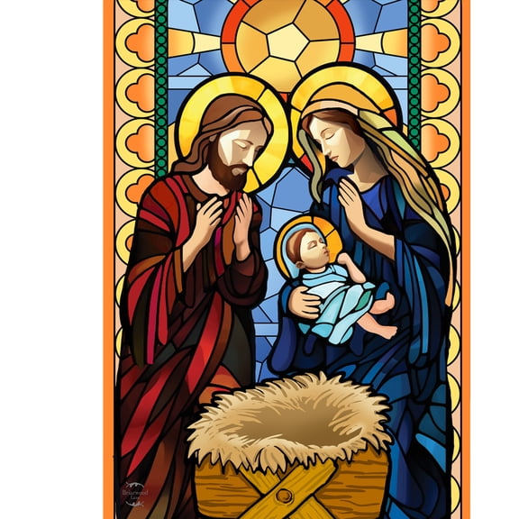 Briarwood Lane Christmas Garden Flag 12x18 For Outdoor Stained Glass Nativity For Christmas Garden Flag Flags For Outside