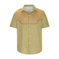 thumbnail image 5 of ZCFZJW Men's Short Sleeve Button Down Bowling Shirts Hawaiian Vintage Color Block Printed Casual Summer Regular Fit Beach Aloha Shirt Khaki#03 M, 5 of 5