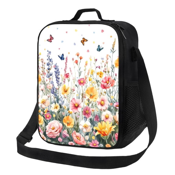 Spring Flower Lunch Bag Insulated Thermal Lunch Box with Shoulder Strap & Handle for Women and Men