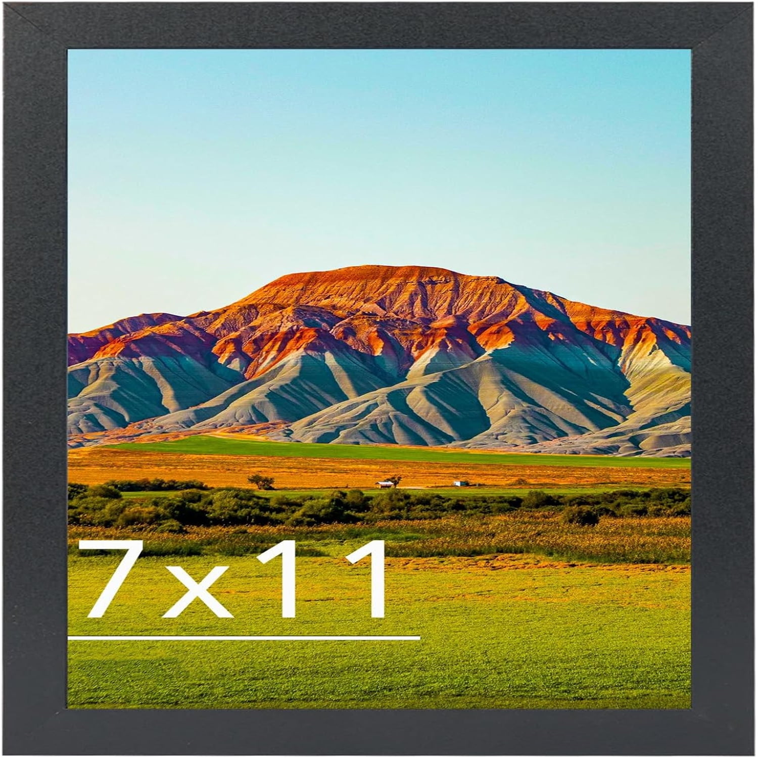 7x11 Picture Frame Black for Wall Mounting or Tabletop, Wood 7 x 11 Frame Photo Frame for Wall Hanging Horizontally or Vertically, Black, 1 Pack