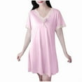 thumbnail image 4 of Aobny Cooling Pajamas for Women Orange Silk Lace Night Gown Short V-Neck Short Sleeve Bridal Pajamas,XXL, 4 of 5
