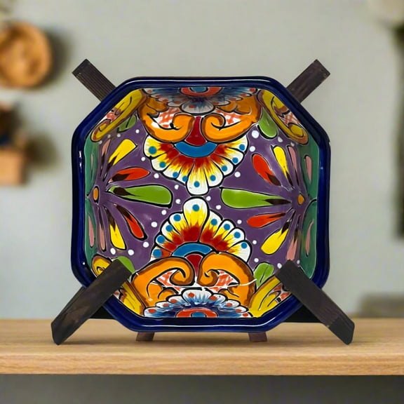 6.5" Square Talavera Bowl | Hand-Painted Mexican Dinnerware (1Piece)