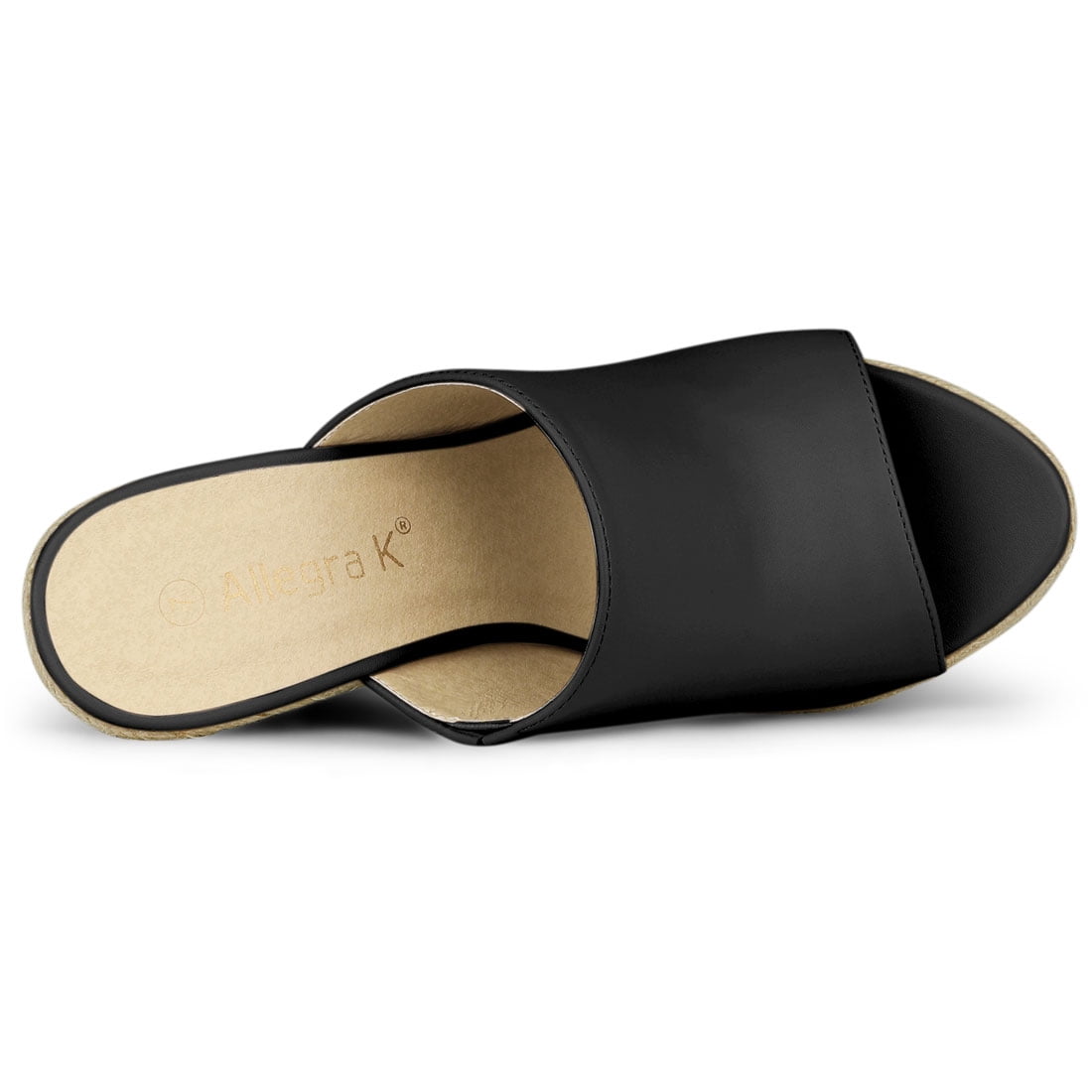 DARING DIVA Women's Slip on Platform Sandals Espadrilles Wedges Slides Mules Black 8.5