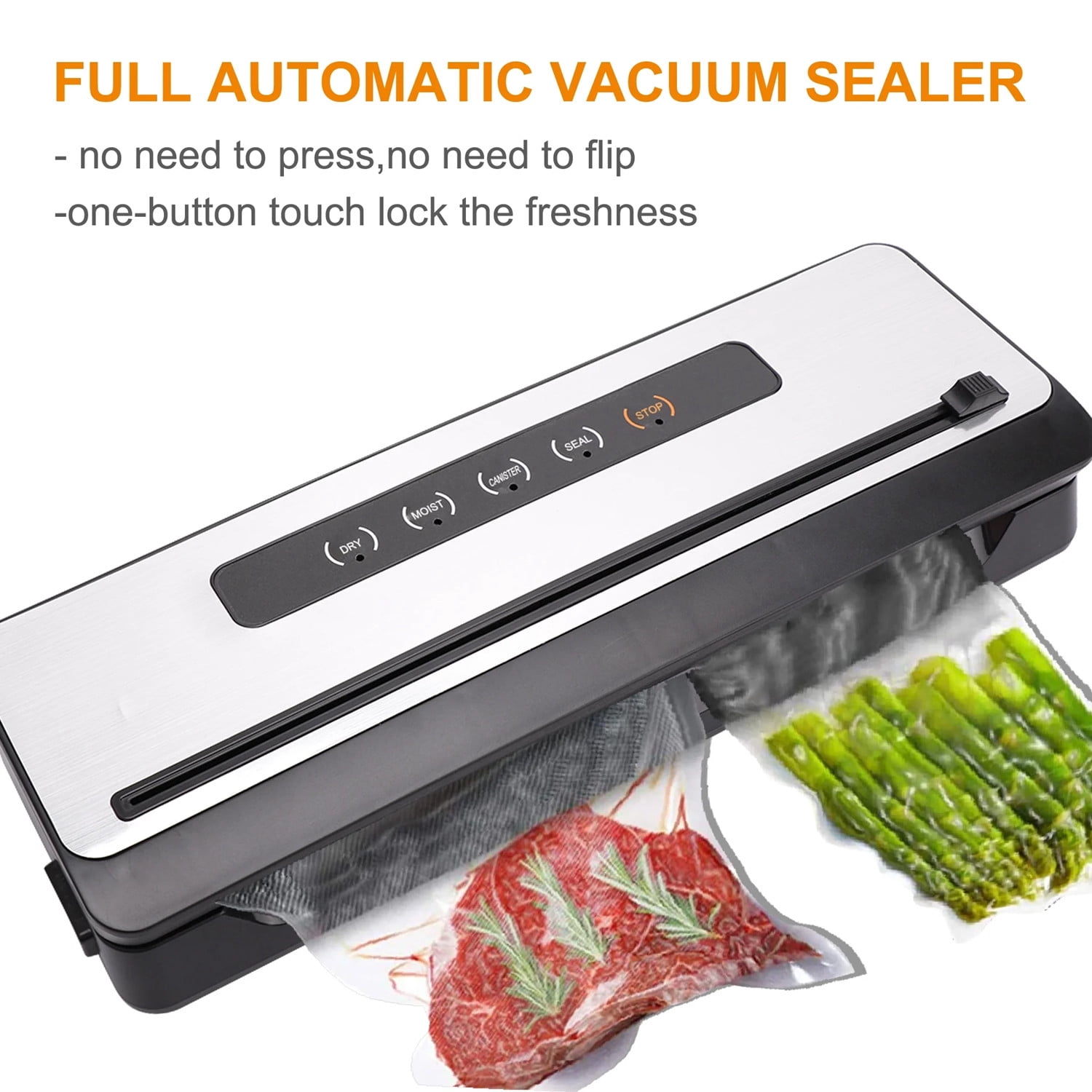 TEAFIRST Food Saver Vacuum Sealer, Vacuum Sealer Machine, Dry & Moist Food Preservation, Black