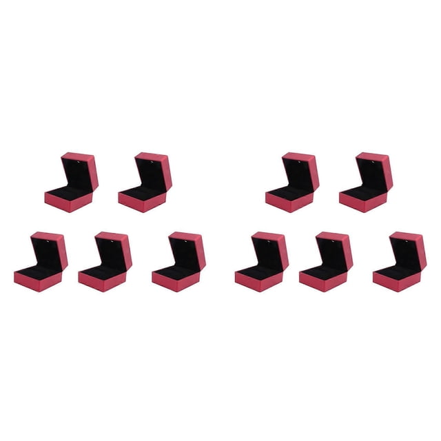 10X Rings Display Box Storage Soft Velvet Tray Case Holder Stand Display Show Jewelry Organiser LED Light Ring Box