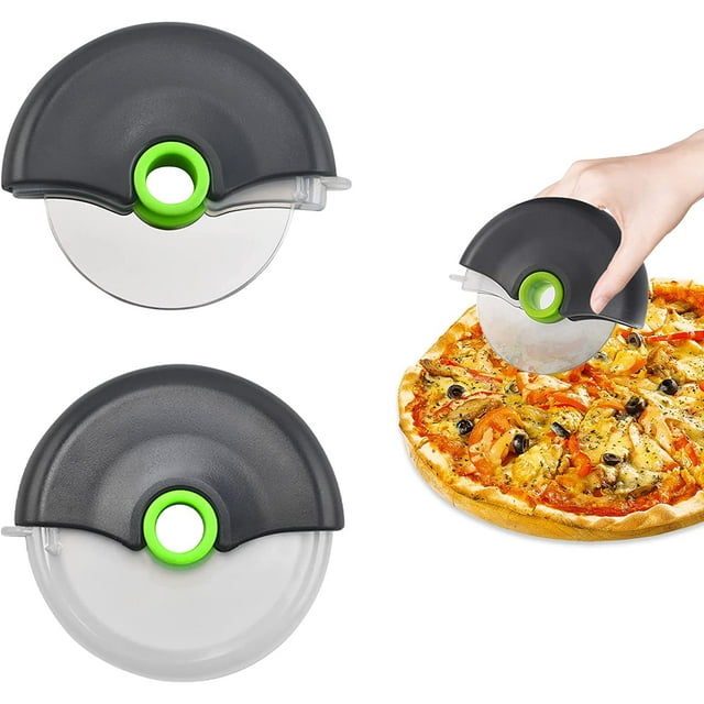 2 Pcs Coupe-Pizza, Coupe-Pizza avec Lame en Acier Inoxydable, Rouleau à Pizza, Coupe-Pizza Rond avec Poignée Antidérapante en ABS, portable, Adapté pour Cuisine, Boulangerie et pizzeria