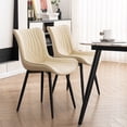 thumbnail image 5 of Kidol & Shellder Dining Chairs Set of 2 Soft Leather Dining Room Chairs with Sleek Metal Legs,Beige, 5 of 8