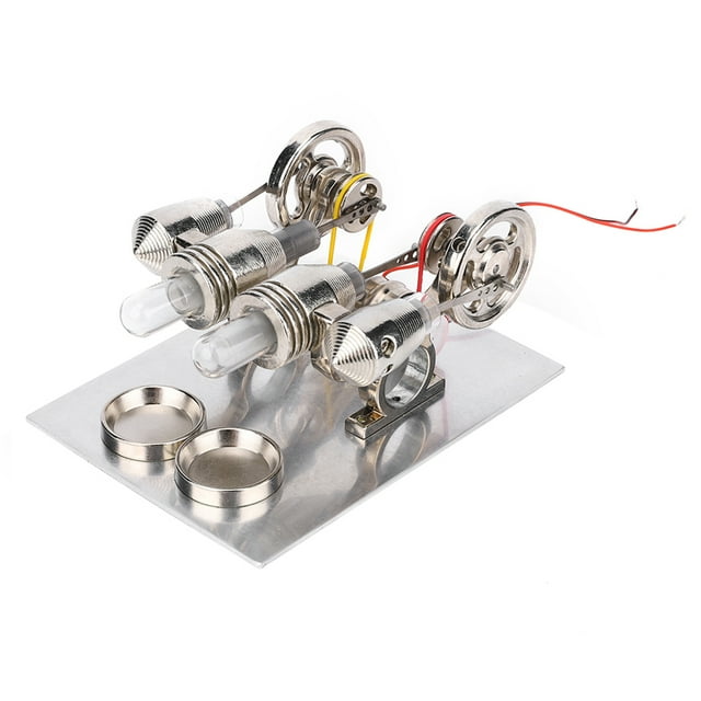 Uadme Modelo De Motor Stirling De 4 Cilindros, Juguete Educativo con Motor Stirling De Aire Caliente, Modelo De Generador De Energía Eléctrica, Experimento De Física De Bricolaje con Motor Stirling