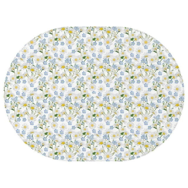 Oval Table Cloth Rustic Daisy Flower,Wrinkle Free Table Cover with Polyester,Waterproof Reusable Tableclothes for Kitchen Picnic Party (Oval,54x72inch)