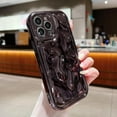 thumbnail image 3 of iPhone 12 Pro Max Holographic Case, Cute Laser 3D Water Ripple Bling Glitter Luxury Plating Wave Shape Phone case for Women Girls Silicone Protection Cover (Black), 3 of 18