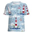 thumbnail image 5 of Lighthouse Sailboats Seagulls-1 Women's T-Shirt Short Sleeve T Shirts Tops Tee Ladies Loose T, 5 of 7