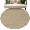 thumbnail image 2 of 6ft Washable Round Rug, Vintage Linen Non-Slip Circle Area Rug for Living Room Bedroom, Pastoral Brown Linen Texture Farmhouse Indoor Floor Mat for Home Decor, 2 of 9