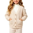 thumbnail image 7 of Rrxhxhs Cardigan for Girls Solid Color V-Neck Button Front Long Sleeve Loose Casual Sweater Cover Up with Pockets, 7 of 7