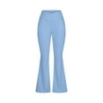 thumbnail image 6 of QATAINLAV Flare Yoga Pants for Women Casual High Waisted Bell Bottom Full Length Stretch Workout Pants Solid Color Micro Flared Trousers with Pockets Oferta Flash Para Hoy Blue S, 6 of 9