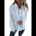 thumbnail image 1 of Blusas con Ojales para Mujer, Cuello en V, Encaje, Patchwork, Informal, con Mangas Abotonadas y Pétalos de Flores. M, 1 of 8
