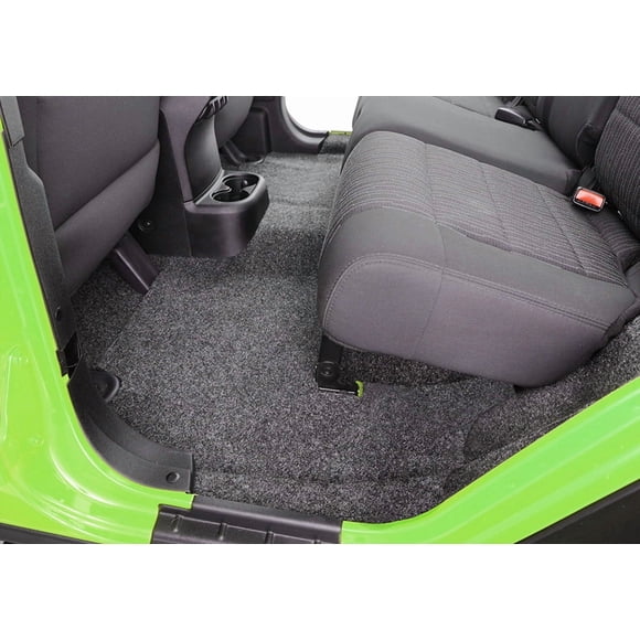 Fits 2018-2023 Jeep Wrangler JL BedRug Carpet BRJL18R2 Direct-Fit; 5 Piece Foot Wells/Cargo Floor/Tub/Tailgate Coverage; Dark Gray; Carpet-Like Polypropylene