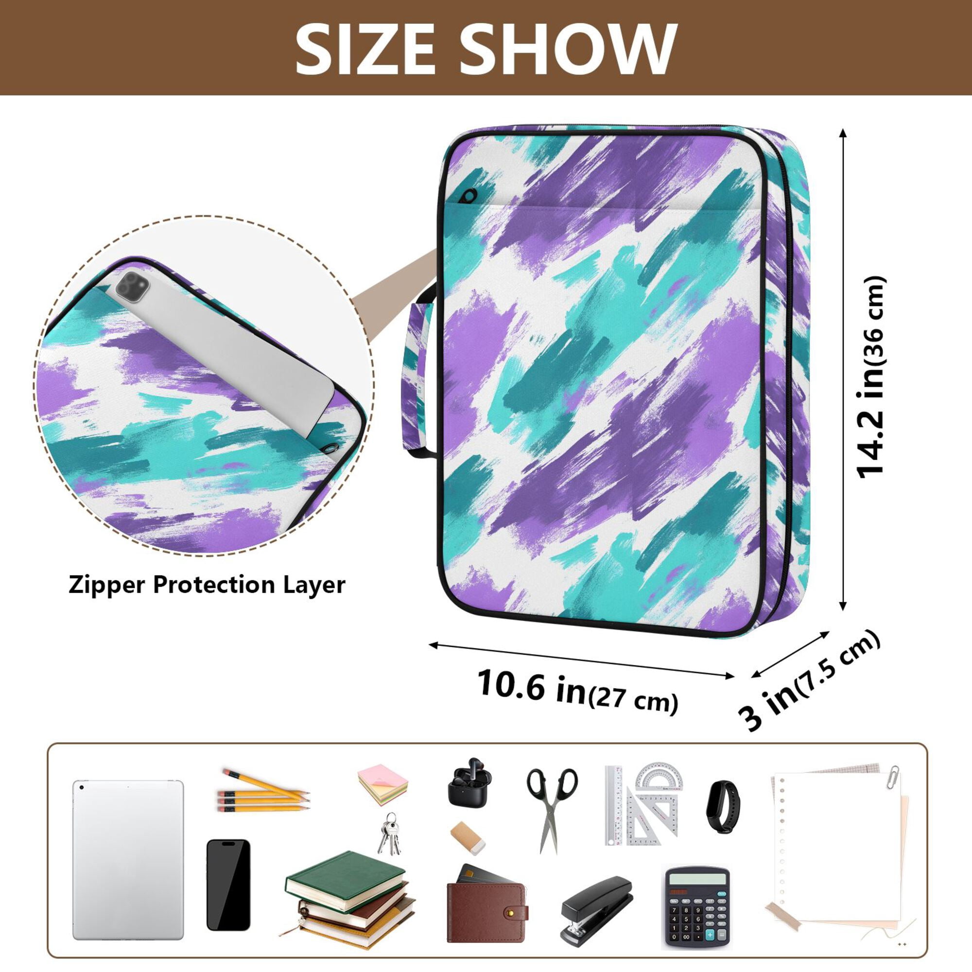 FORMRS Accordion File Folder A4 Size 7-Pocket Expanding Document Organizer Bag with 3 Ring Binder, Green Drawing