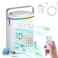 thumbnail image 1 of Aire acondicionado portátil, ventilador de refrigeración con 3 velocidades y 3 modos, temporizador de 2-8 horas, tanque de agua de 1000 ml, control remoto, humidificador 4 en 1, aire acondicionado, ve, 1 of 5