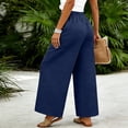 thumbnail image 6 of GUACER Wide Leg Pants for Women Elastic Waist Pleated Textured Trousers with Pockets Casual Loose Fit Pants, 6 of 7