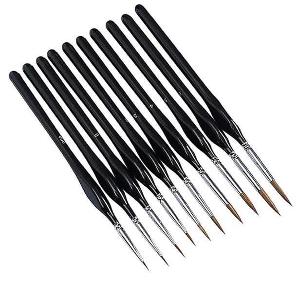 10Pcs Pinceles Pequeños de Punta Fina Micro Detalle Pincel Set Mango Triangular Pinceles de Arte Perfecto para Acrílico Acuarela Óleo Modelos de Artesanía