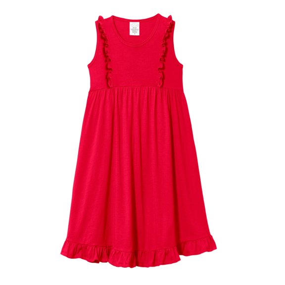 Made in USA Girls Soft Cotton Jersey Flutter Tank Dress | Candy Apple