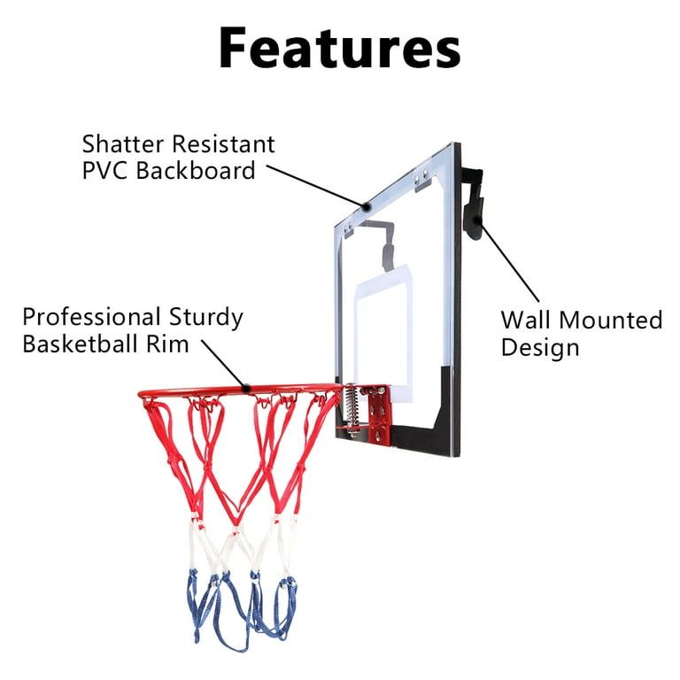 Soozier Wall Mounted Basketball Hoop, Mini Hoop with 45'' x 29