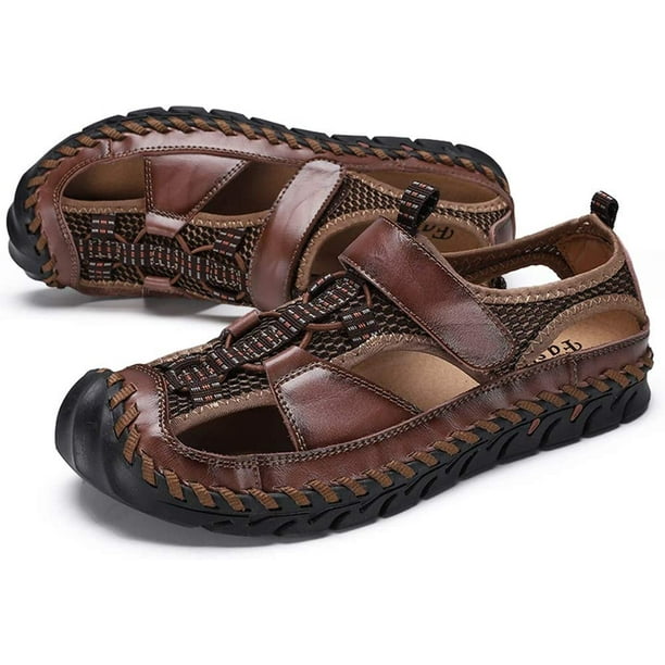 Xishao Sandalias de Playa de Cuero para Deportes Ocasionales para Hombres Zapatillas de Pescador refrescantes Zapatillas de Exterior duraderas Suaves y duraderas Xishao ropa