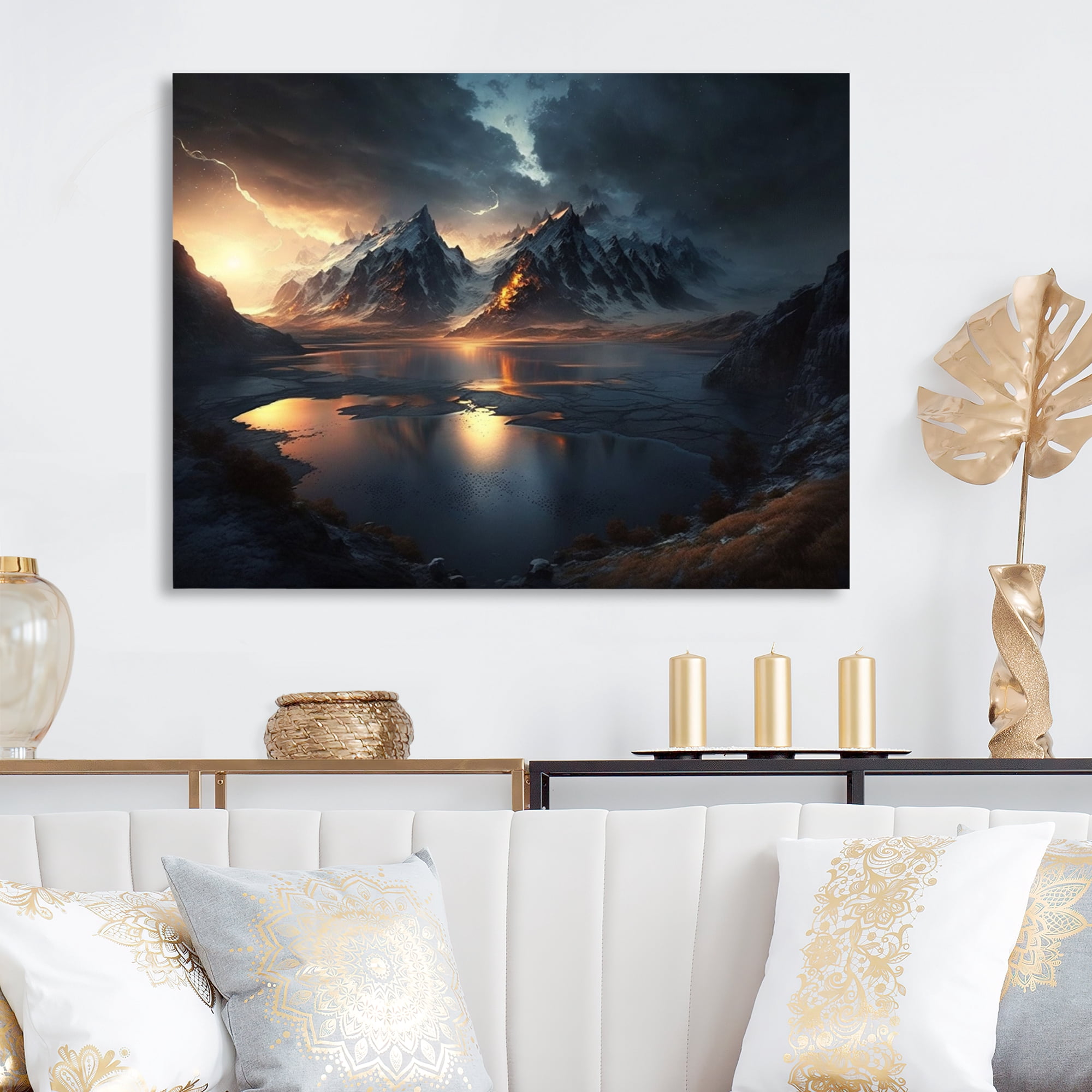 Designart Mountain River Canvas Wall Art