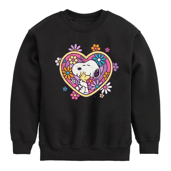 Peanuts - Hug Heart Flower - Toddler And Youth Crewneck Fleece Sweatshirt