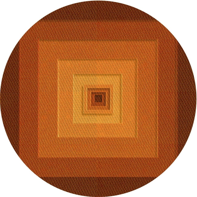 Ahgly Company Machine Washable Indoor Round Transitional Orange Red Orange Area Rugs, 6' Round