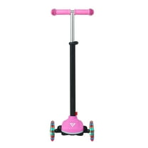 KFFKFF Kick Scooter for Kids Ages 3 , 3-Wheel Scooter with LED Wheels, Adjustable Handlebar, Sturdy Non-Slip Deck, Lightweight Aluminum Build for Boys & Girls up to 165 lbs, Pink