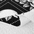 thumbnail image 5 of Homewish Skull Flowers Plaid Quilt Full,Gothic Halloween Full Bedspread Sets,Black White,3pcs, 5 of 7