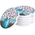 thumbnail image 1 of FMSHPON Oil Painting Blue Vase and Magnolia Flowers Wooden Grain Set of 2 Car Coaster for Drinks, Absorbent Ceramic Stone Coasters Cup Mat with Cork Base for Home Kitchen Room Coffee Table Bar Decor, 1 of 5